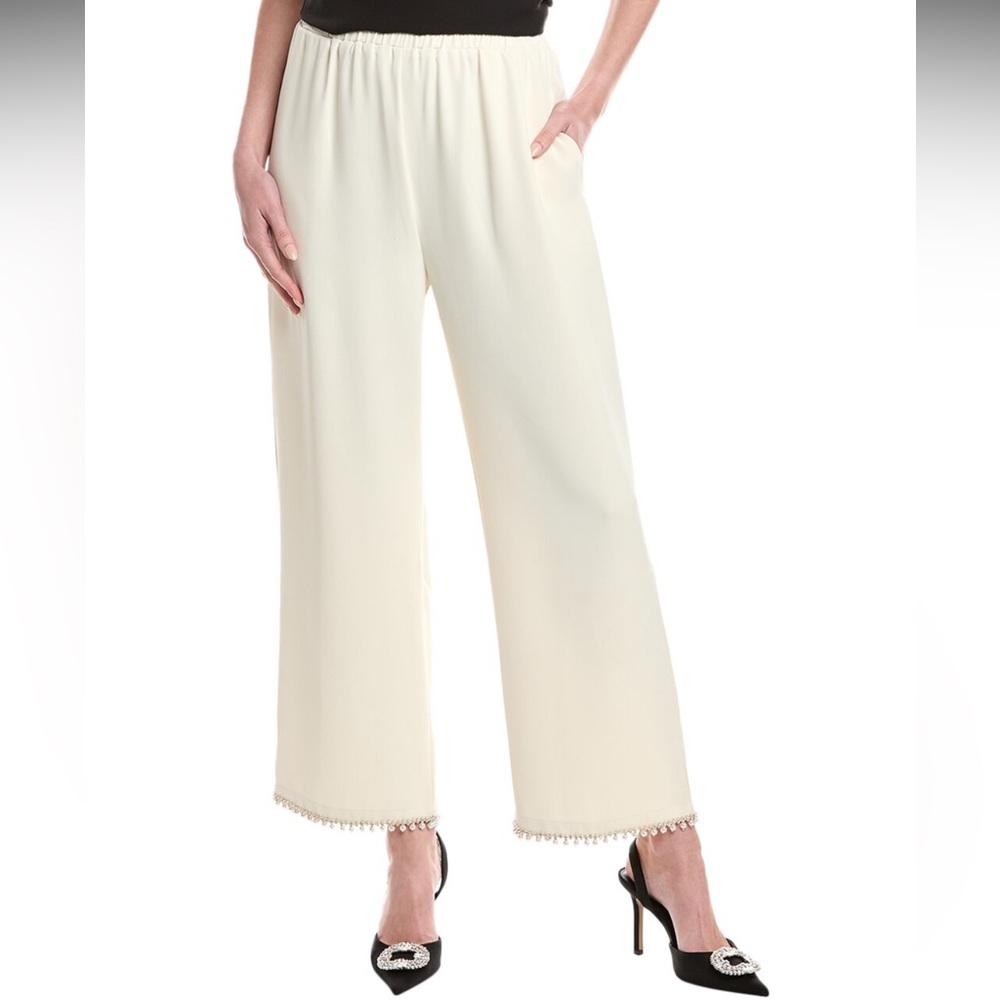 Gracia Cream Ivory Wide Leg Pants High-Rise M
